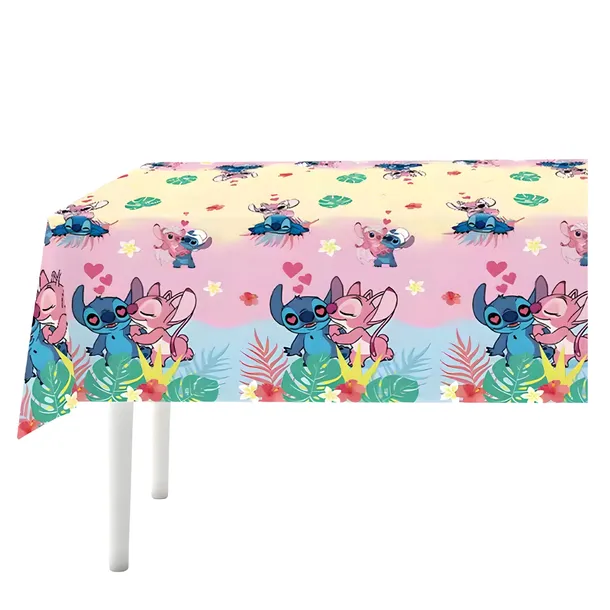 OBRUS STITCH FOLIOWY 180x108 NA URODZINY JEDNORAZOWY CERATA ANGEL KOLOROWY