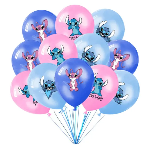 BALONY STITCH ZESTAW BALONÓW URODZINOWYCH STITCH ANGEL NA URODZINY 12 SZTUK