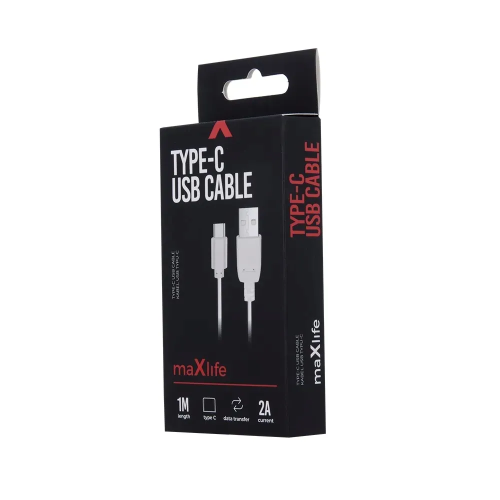 maxlife-kabel-usb-usb-c-10-m-2a-bialy