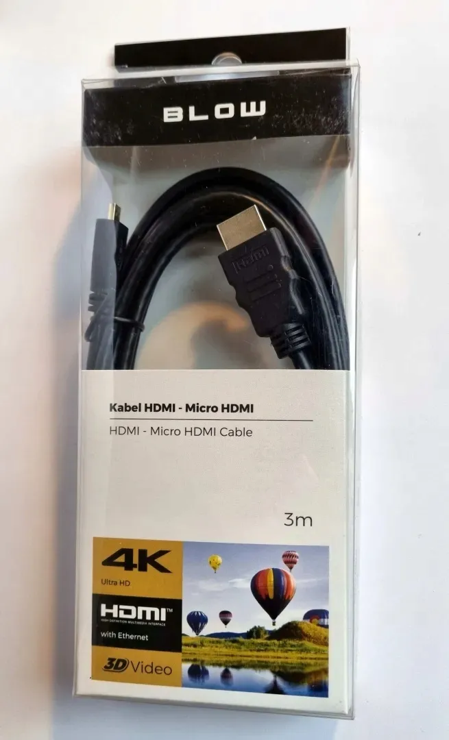 kabel-hdmi-micro-hdmi-3m-blow-stan-nowy