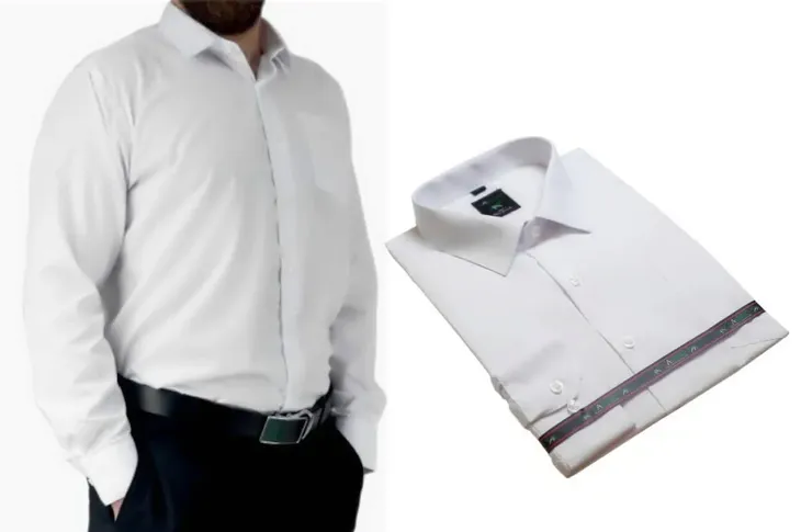 Elegancka biała koszula męska Laviino gładka z długim rękawem 41/42-L/XL