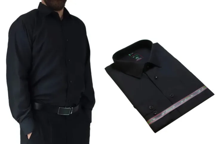 Wizytowa koszula męska czarna elegancka Laviino z długim rękaw 43/44-XL/XXL