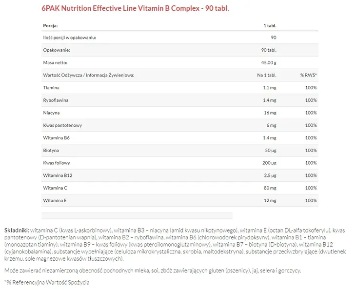 6pak-effective-line-vitamin-b-complex-90-tabl-skladnik-dominujacy-kompleks-witamin-z-grupy-b
