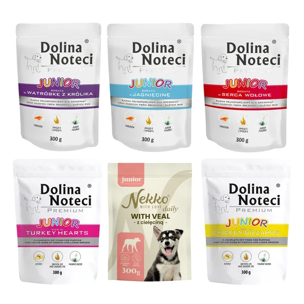 Dolina Noteci Nekko Junior Mix Smaków Mokra Karma Dla Psa Szczeniąt 24x300g