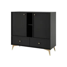 komoda-czarny-grafit-100-cm-nowoczesna-2-drzwi-2-szuflady-zlote-nogi