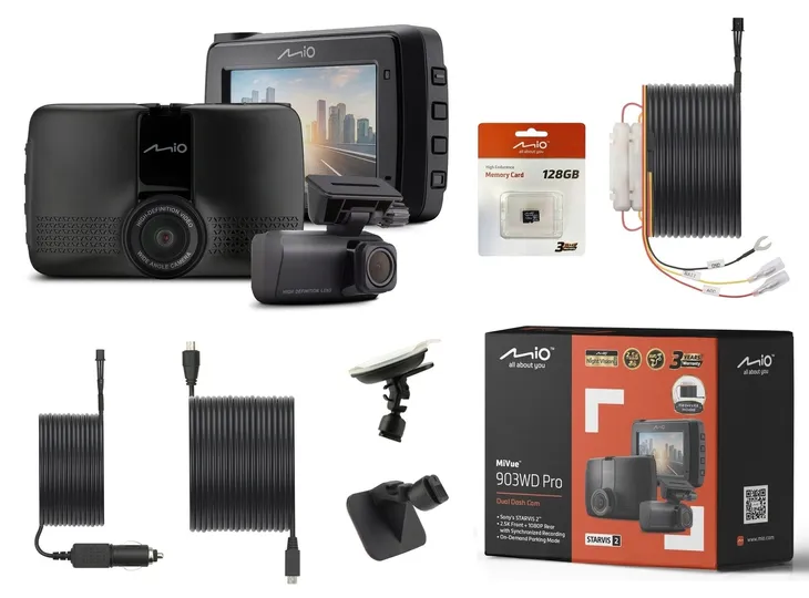 REJESTRATOR TRASY MIO MiVue 903WD Pro DUAL STARVIS 2 SMARTBOX 128GB UCHWYT