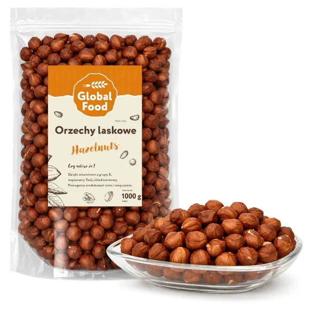 ORZECHY LASKOWE ŁUSKANE 1KG 1000G NATURALNE GLOBAL FOOD
