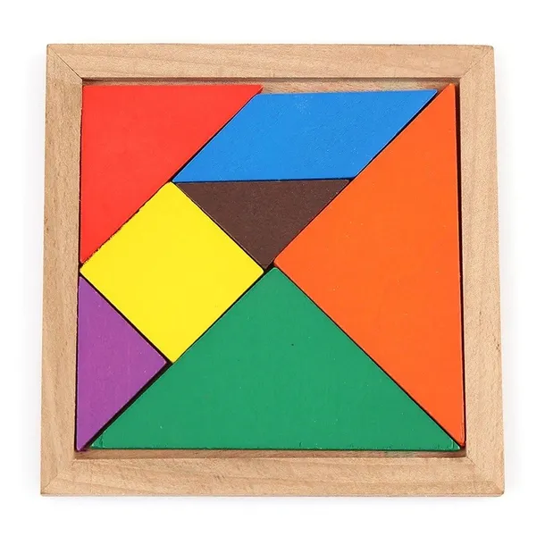 Układanka TANGRAM drewniana gra logiczna, 7 elementów