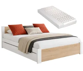 lozko-drewniane-podwojne-3d-160x200-biale-dab-sonoma-stelaz-materac