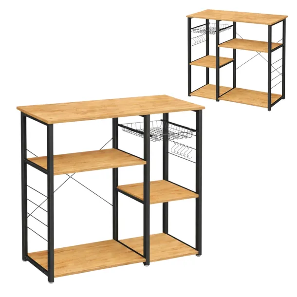 STOLIK kuchenny LOFT regał na mikrofalę 90x40 koszyk haczyki DĄB