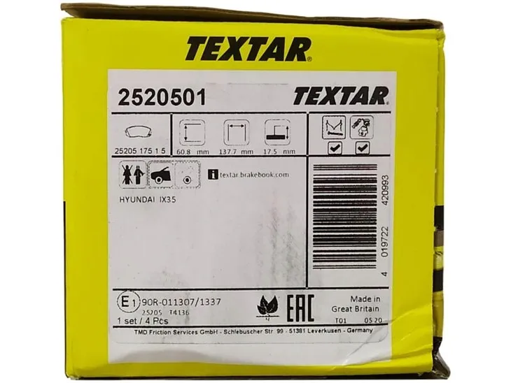 textar-klocki-hamulcowe-przod-2520501-stan-nowy-producent-czesci-textar