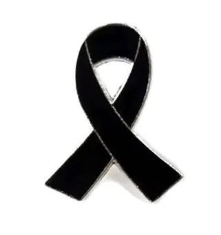 PIN, PRZYPINKA, BROSZKA, PLAKIETKA -SYMBOL ŻAŁOBY - CZARNA WSTĄŻKA ŻAŁOBNA