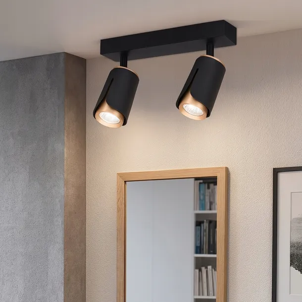 kinkiet-sufitowy-2x-gu10-lampa-oprawa-spot-reflektor-czarny-zloty-xudo-stan-opakowania-oryginalne