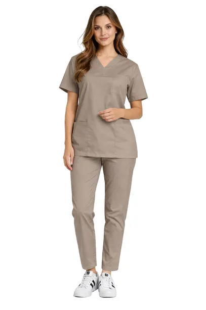 Komplet medyczny damski scrubs komfort i wygoda uniform cappucino rozm. M