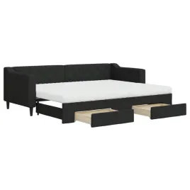 lezanka-2-w-1-czarna-223x90x67cm-z-szufladami