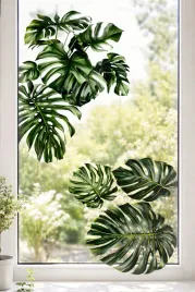 statyczna-folia-okienna-okleina-do-szyb-liscie-monstera-naklejka-okienna
