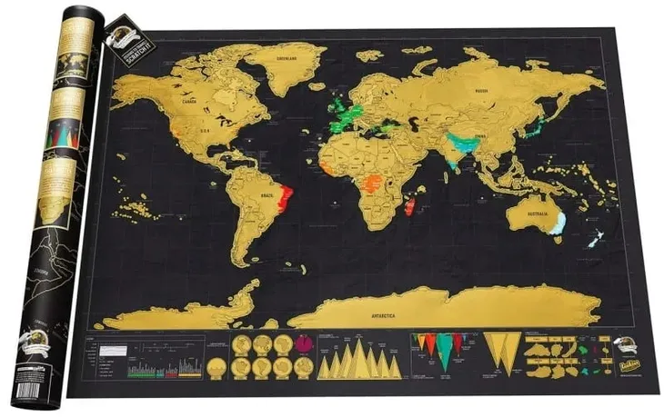 Duża mapa świata podróżnika do zdrapywania zdrapka