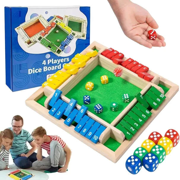 DREWNIANA GRA PLANSZOWA SHUT THE BOX KOSTKI MATEMATYCZNE PREZENT PODRÓŻNY