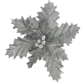 swiateczna-galazka-dekoracyjna-kwiat-srebrny-brokat