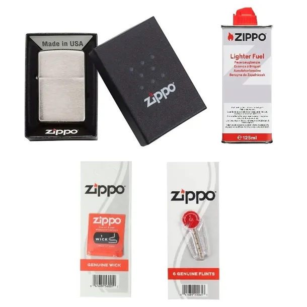 Zippo Brushed Chrome Benzyna Knot Kamienie Zestaw