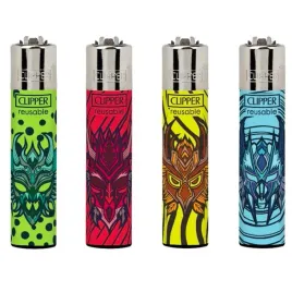 4-x-zapalniczka-gazowa-clipper-tribal-masks-cala-kolekcja