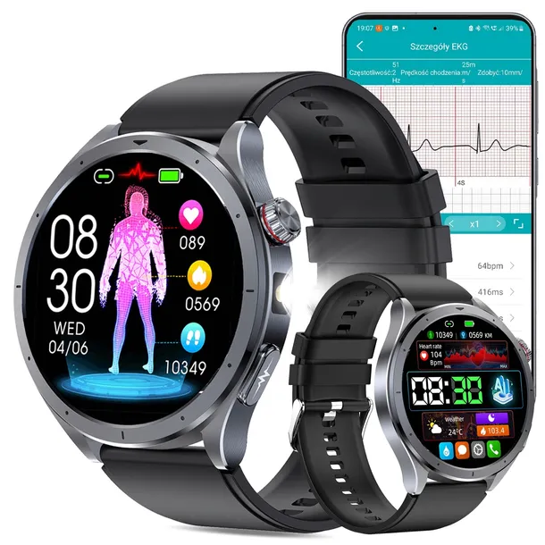 ZEGAREK KARDIOWATCH DLA SENIORA EKG KREW HRV GLUKOMETR CIŚNIENIE OPIEKA PL