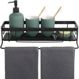 polka-prysznicowa-40-cm-czarna-stal-nierdzewna-kosz-lazienkowy-z-wieszakiem