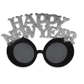okulary-imprezowe-fotobudka-sylwester-happy-new-year-srebrno-czarne