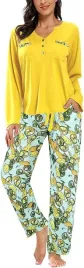 shekini-pizama-damska-komplet-dwuczesciowa-dlugie-spodnie-koszulka-zolta-l