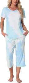 damska-pizama-tie-dye-krotki-rekaw-spodnie-capri-kieszenie-zielona-l