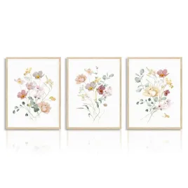 dazzlewall-obrazy-kwiaty-akwarela-bez-ramy-zestaw-3-sztuki
