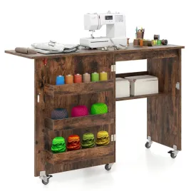 biurko-skladane-costway-prostokatne-40x1185-cm-odcienie-brazu-na-kolkach