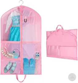 rozowy-pokrowiec-torba-na-ubrania-sukienke-akcesoria-dziewczynki-5-kieszeni