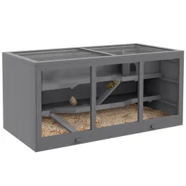 pawhut-klatka-dla-chomika-drewniana-szara-dla-malych-zwierzat