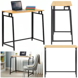 biurko-prostokatny-springos-80-x-40-x-76-cm-czarny-odcienie-brazu