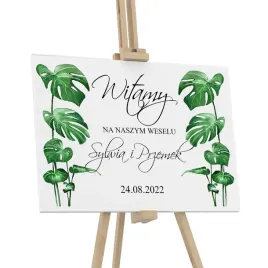 drewniana-tablica-powitalna-50x70-slub-liscie-monstera-imiona