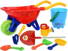 zestaw-do-piasku-taczka-konewka-sitko-grabki-wiaderko-lopata-drewniana