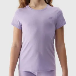 koszulka-dziewczeca-4f-sportowy-t-shirt-fiolet-basic-slim-bawelna-100percent-164