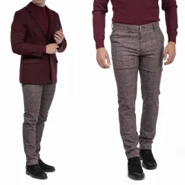 spodnie-meskie-eleganckie-w-kratke-szare-bordowe-dopasowane-garniturowe-30