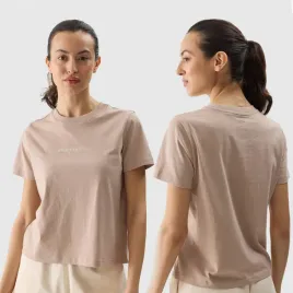 koszulka-damska-4f-t-shirt-z-nadrukiem-bawelna-bezowy-4fwss24ttshf1354-s