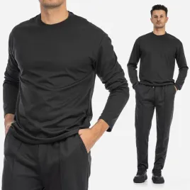 komplet-meski-bluzka-longsleeve-spodnie-materialowe-klasyczny-czarny-m