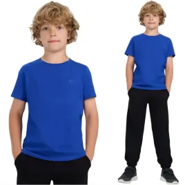koszulka-chlopieca-4f-t-shirt-z-logo-bawelna-gladka-regular-kobalt-146