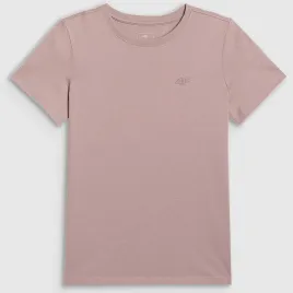 koszulka-dziewczeca-4f-t-shirt-bawelna-okragly-casual-dekolt-bezowy-128
