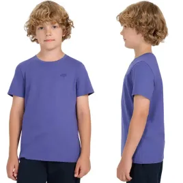 koszulka-chlopieca-4f-t-shirt-z-logo-bawelna-gladka-regular-niebieski-140