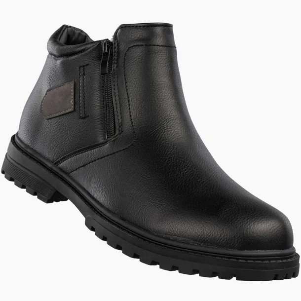 Trzewiki Męskie Ekoskóra Buty Ocieplane Botki Eleganckie Zimowe Czarne 41