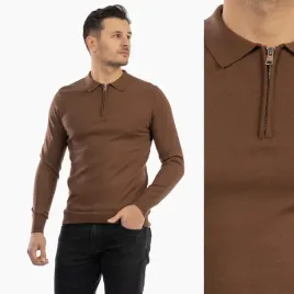 sweter-meski-z-kolnierzem-elegancki-dopasowany-klasyczny-casual-brazowy-m