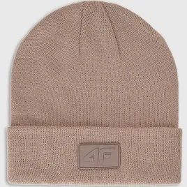 czapka-dziecieca-4f-zimowa-beanie-bawelna-klasyczna-logo-bezowa-one-size