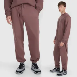 spodnie-meskie-4f-sportowe-dresowe-joggery-bawelna-casual-basic-brazowe-xl