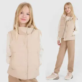 kamizelka-dziewczeca-4f-warm-bezrekawnik-puchowy-oversize-jasny-braz-134