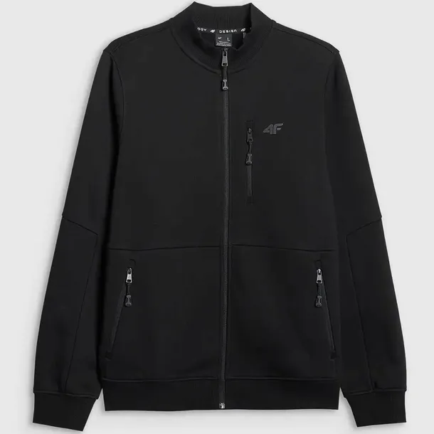 Bluza Męska 4F Sportowa Rozpinana ze stójką Bez Kaptura Basic Czarna 4XL